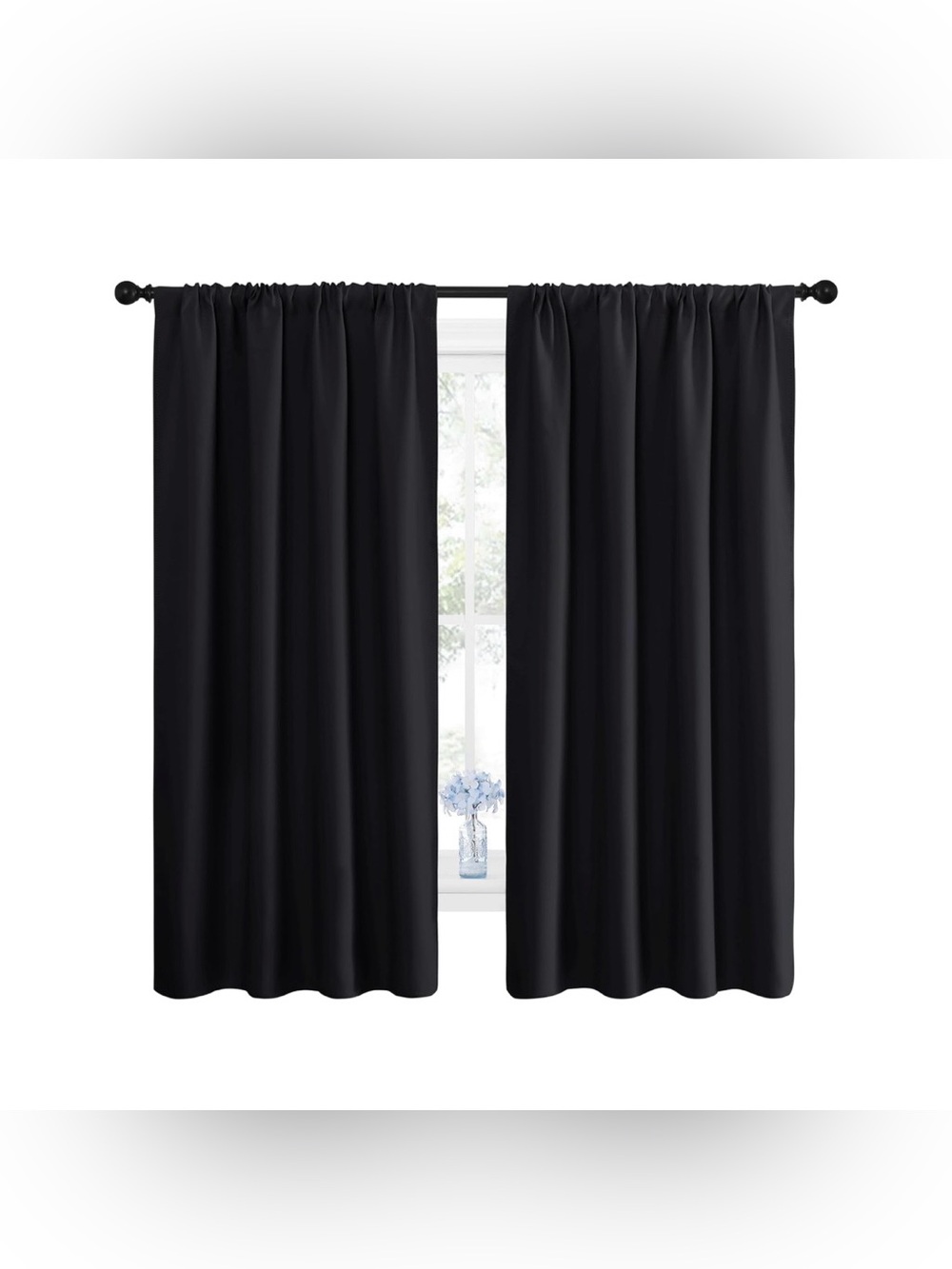 Nicetown black blackout curtain panels (set of 2) 63x42
